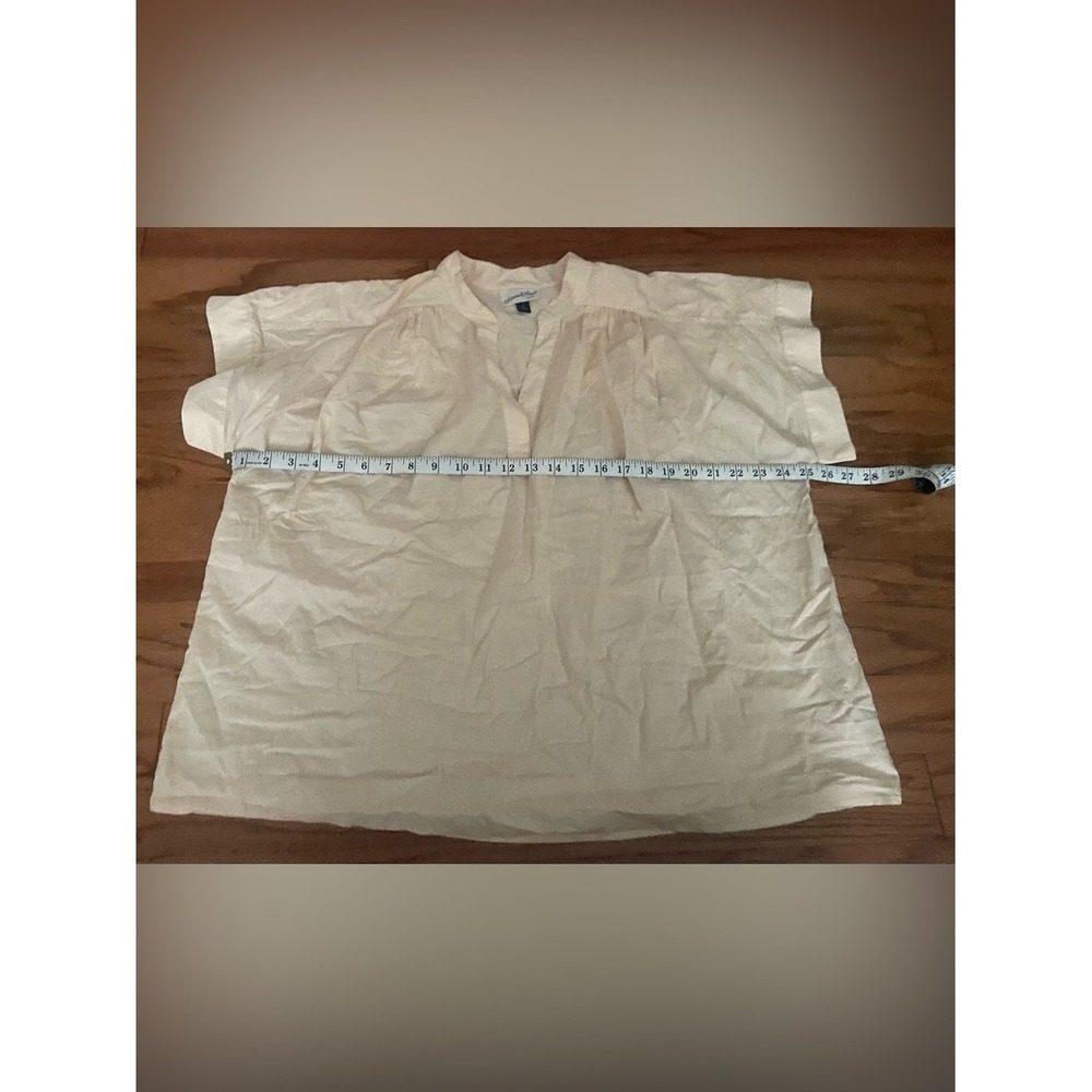 Universal Thread Cream Cotton Split Neck Short Sleeve Relaxed Blouse Large - Picture 5 of 8